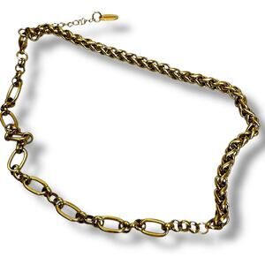 Keachains Handmade 18k Gold Plated Stainless Steel Wheat Cable Chocker Necklace